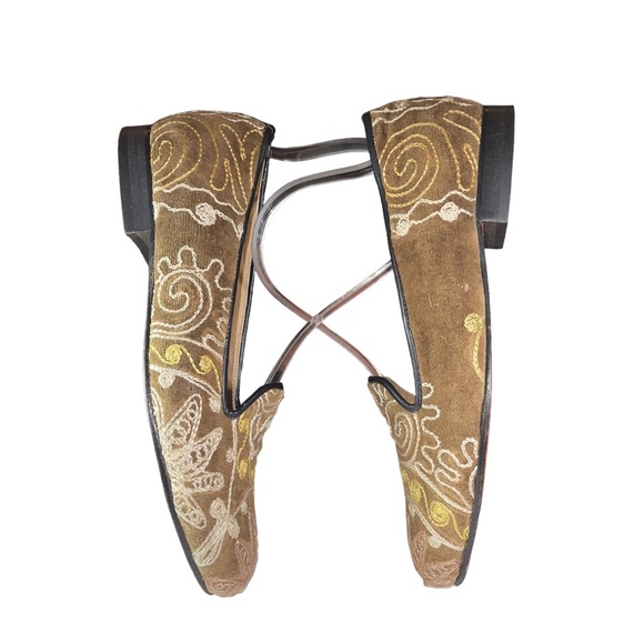 Velvet Road Brown Tan Gold Embroidered Ballet Flats womens shoes size 7.5 - Picture 6 of 15